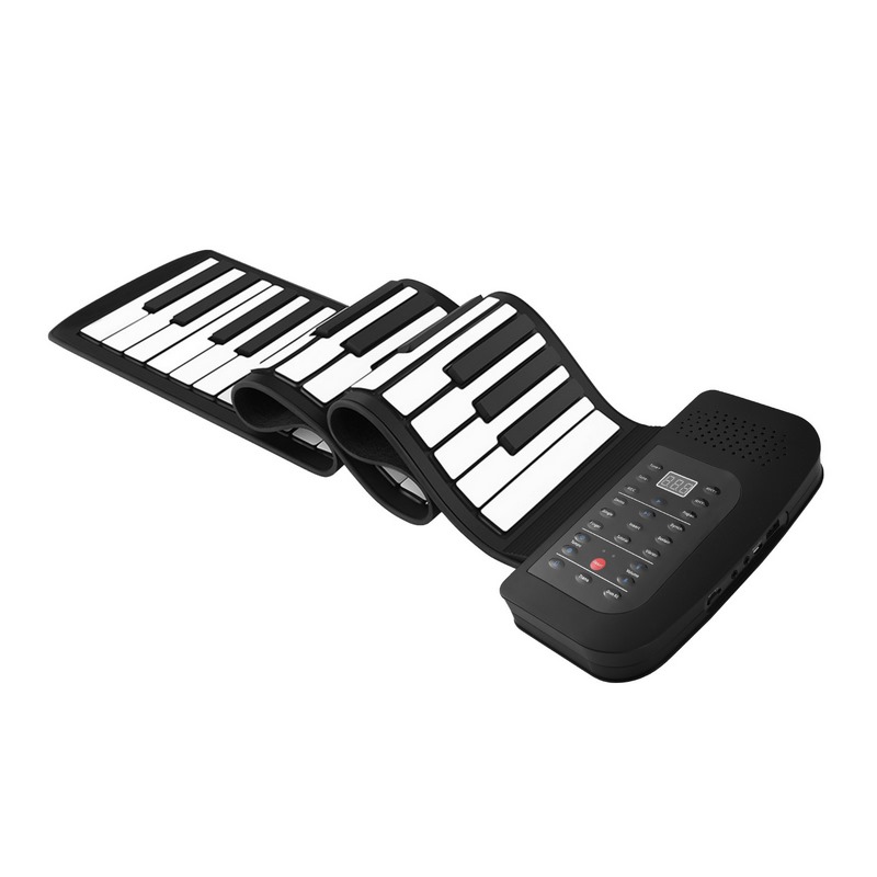 Piano Sustain Pedal - 88鍵ロールアップ式ポータブルシリコン電子ピアノ、9mm厚鍵盤、内蔵スピーカー、サスティンペダル付きキーボード、日常練習用