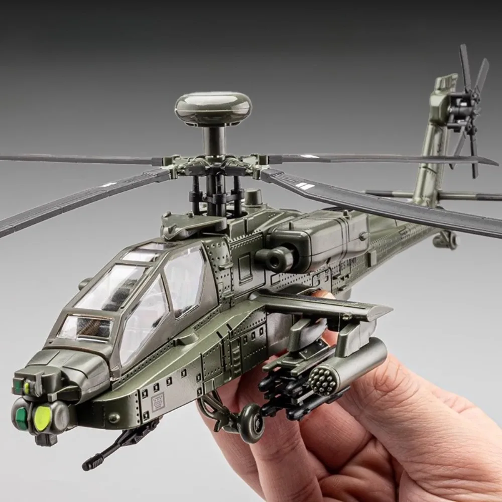 Audio Music Car - 1:32 スケール AH-64 飛行機モデルおもちゃの車合金ダイキャスト回転可能なプロペラサウンドライト戦闘車両モデル子供のためのギフト