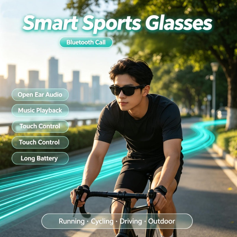 Audio To Music - スマートスポーツグラス オープンイヤーオーディオ ブルートゥース通話 タッチコントロール 音楽再生 長時間バッテリー
