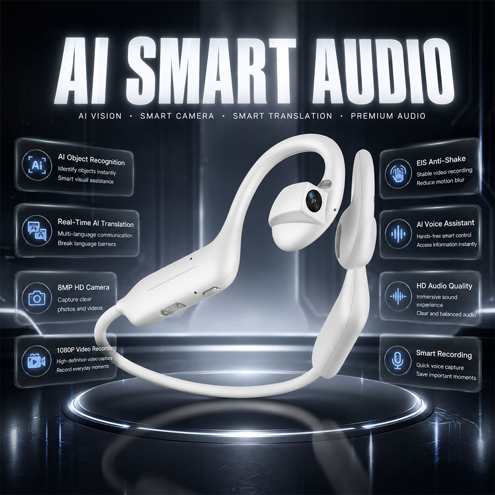 Audio To Music - 新製品 1080P UHD ブルートゥースイヤホン 800W カメラ搭載