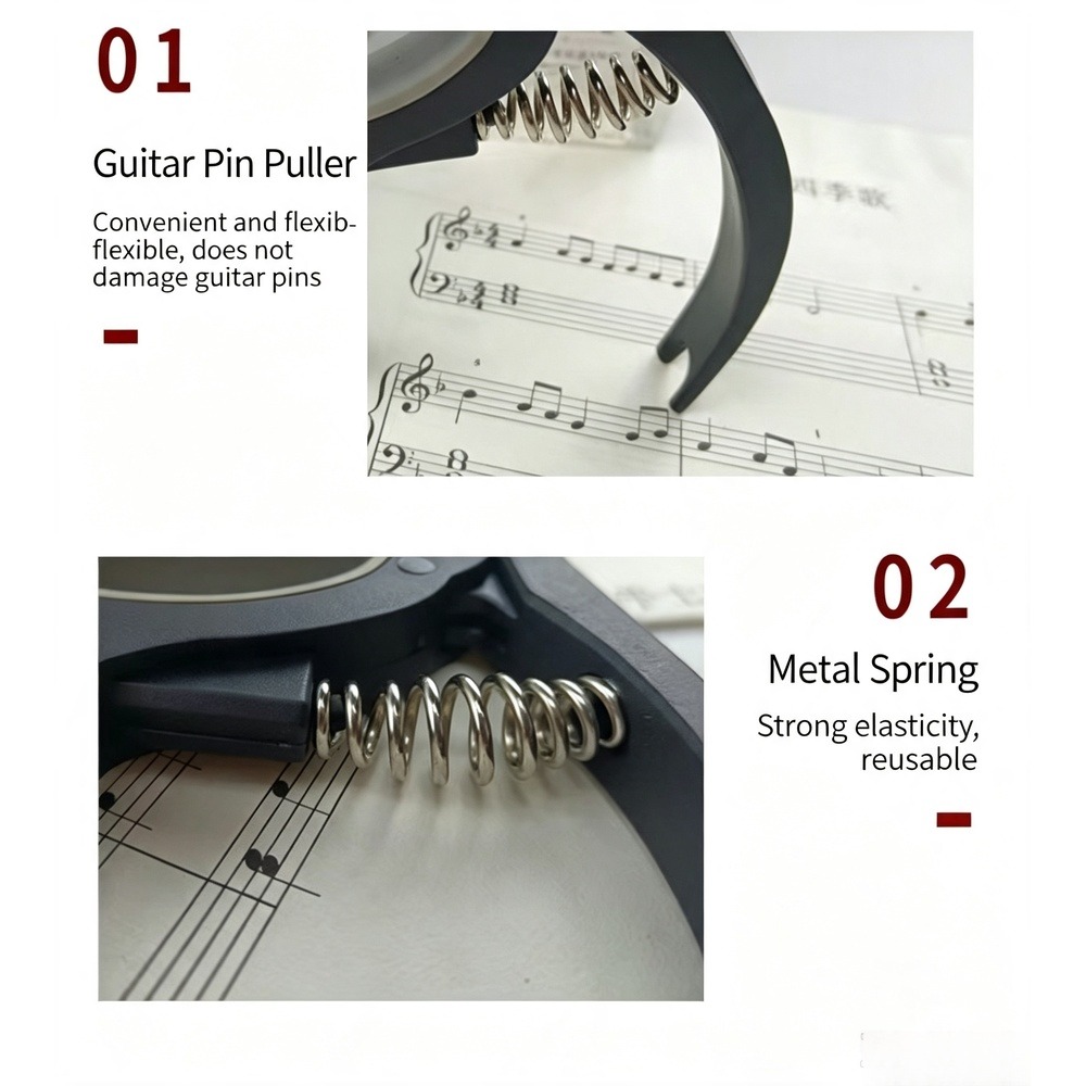 2 in 1 ギターカポ（ブリッジピンプーラー付き）、ABS - Guitar Capo Clip のレビューと価格