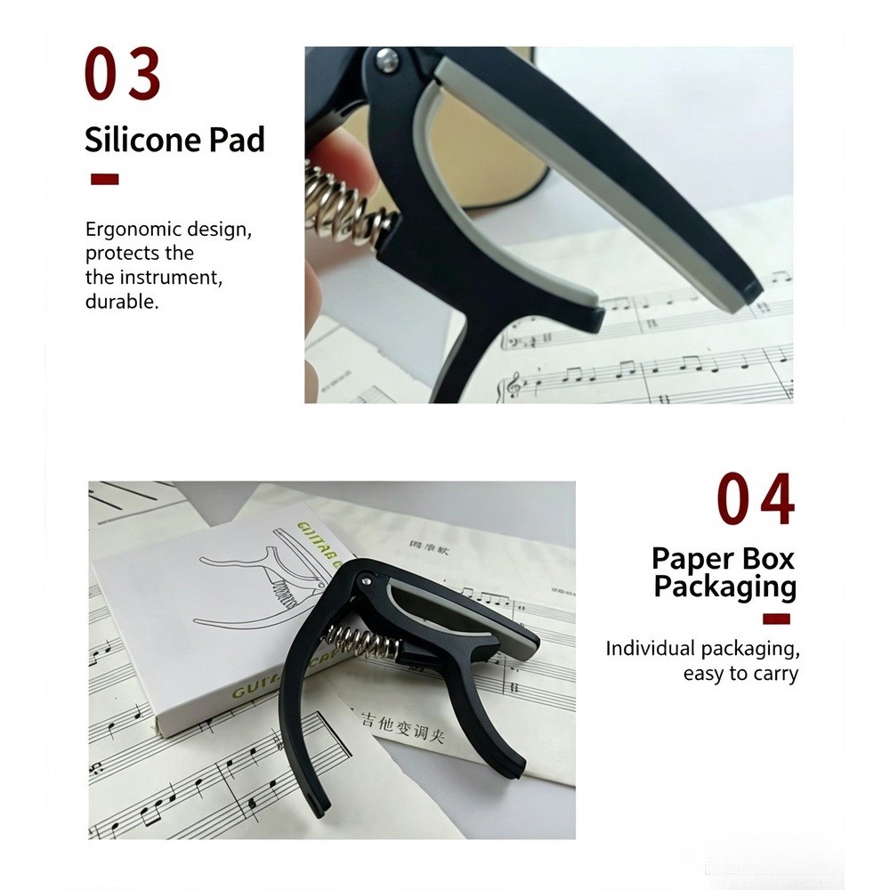 2 in 1 ギターカポ（ブリッジピンプーラー付き）、ABS - Guitar Capo Clip のレビューと価格