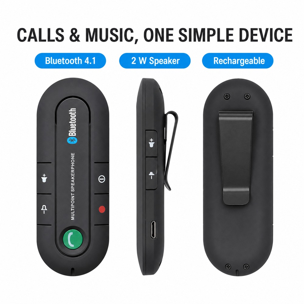Bluetooth 4.1 カースピーカーフォン バイザーク - Audio Music Car のレビューと価格