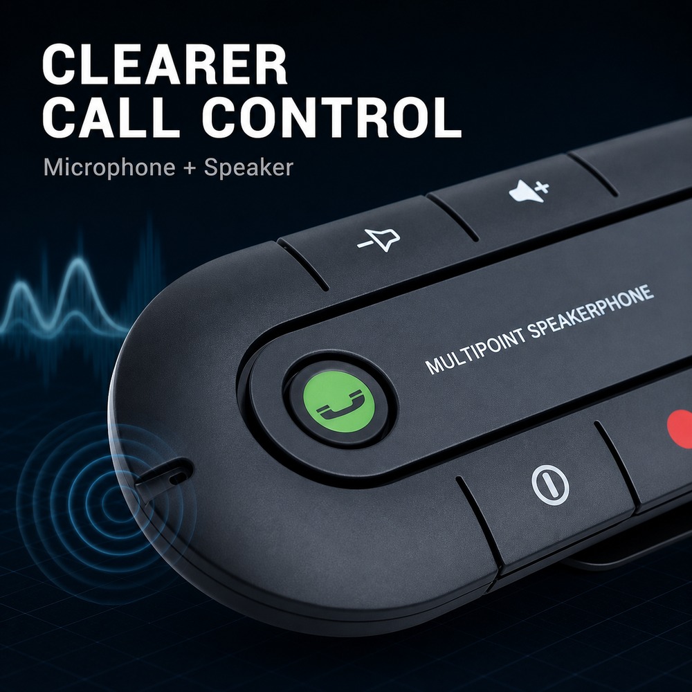 Bluetooth 4.1 カースピーカーフォン バイザーク - Audio Music Car のレビューと価格