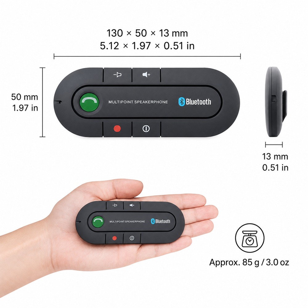Bluetooth 4.1 カースピーカーフォン バイザーク - Audio Music Car のレビューと価格